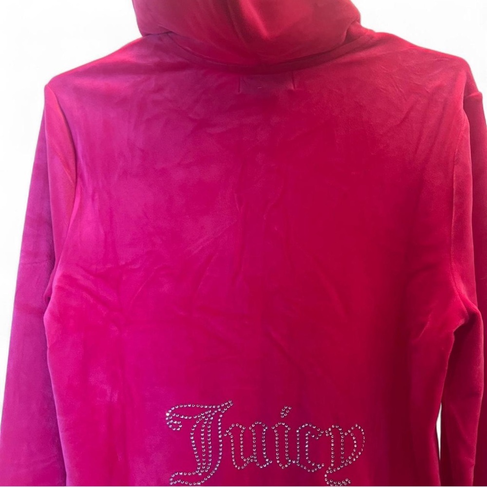 Juicy‎ Couture Velour Zip Hoodie Pink Rhinestone Logo NWT Size M - Picture 4 of 10